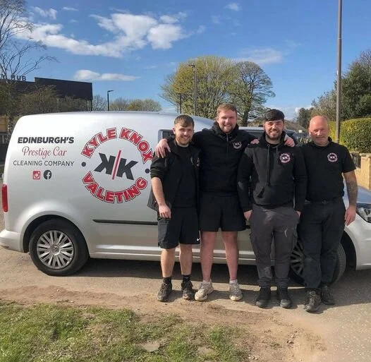 Kyle Knox Valeting team beside a branded company van